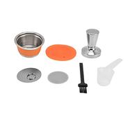 Capsule de café réutilisable avec filtre pour, infuseur en acier inoxydable rechargeable avec tasseur et cuillère, livré avec couvercle à poudre et brosse, pour la (Orange)