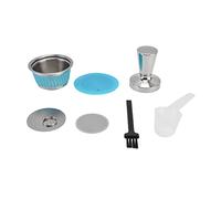 Capsule de café réutilisable avec filtre pour, infuseur en acier inoxydable rechargeable avec tasseur et cuillère, livré avec couvercle à poudre et brosse, pour la (Bleue)