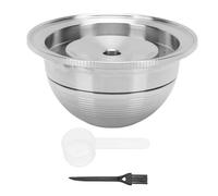 Capsule de café réutilisable, capsule de café rechargeable en acier inoxydable de 80 ml avec brosse et cuillère pour machines à café compatibles