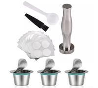 Capsule de café réutilisable en acier inoxydable avec tamper et filtre à dosettes pour machines y compris U, CitiZ, The, Le Cube, Maestria, Lattissima, Inissia et Concept