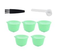 Capsule de café réutilisable en acier inoxydable pour, tasse à filtre rechargeable en PP de qualité alimentaire, accessoire écologique pour la préparation du café à dom (5 tasses + 1 cuillère + 1