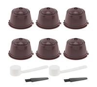 Capsule de Café Réutilisable pour Les Brasseurs Nescafé Dolce Gusto, Lot de 6 Filtres à Capsules de Café Colorés Rechargeables Avec Brosse de Nettoyage et Cuillère à Mesurer, Brun