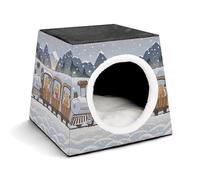 Capsule Pet Waterloo Happy Gingerbread Man Niche pliable pour chien ou chat Lit chaud pour lapin Chinchillas Cachette pour intérieur de petite et moyenne taille