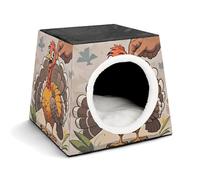 Capsule Pet Waterloo Niche pliable pour chien et chat avec inscription « Don't Scratch The Turkey » - Lit doux et chaud - Cachette pour intérieur de petite et moyenne taille