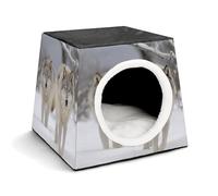 Capsule Pet Waterloo Niche pliable pour chien ou chat Motif deux loups marchant dans la neige