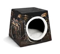 Capsule Pet Waterloo Tambour imprimé pliable pour chien et chat - Lit doux et chaud pour lapin, cachette chinchillas pour intérieur de petite et moyenne taille