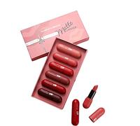 Capsule Pills Lipstick Mini Matte Lipstick Sets for Women Long Lasting Labiales Mate, Nude Red Permanent Stay on Matte Lipstick Set Pack Kit de Maquillage 6pcs