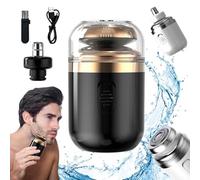 Capsule Razor, Mini Portable Electric Shaver, Portable Mini Capsule Shaver, 2-in-1 Portable Electric Shaver & Nose Hair Trimmer, USB Rechargeable Washable Rotary Razor for Men (Noir)