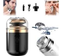 Capsule Razor | Mini Portable Electric Shaver | Portable Multifunctional Capsule Shaver, 2 in 1 Capsule Mini Shaver with Nose Hair Trimmer,Ipx7 Waterproof, Type-C Charging,Men's Travel Razor (Black)