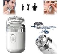 Capsule Razor | Mini Portable Electric Shaver | Portable Multifunctional Capsule Shaver, 2 in 1 Capsule Mini Shaver with Nose Hair Trimmer,Ipx7 Waterproof, Type-C Charging,Men's Travel Razor (White)