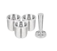 Capsule rechargeable en acier inoxydable, compatible avec les fabricants Y5, filtres à café, dosettes réutilisables(3Pods 1Tamper)