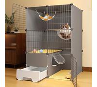 Capsule Spatiale Cage de Chat, chenils de Chat, Enceinte de Cage Chat Semi-fermée avec bac à litière, Plate-Forme épaissie, Solide et Robuste (70x45x105cm) YYuan