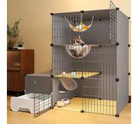 Capsule Spatiale Cage de Chat, chenils de Chat, Enceinte de Cage Chat Semi-fermée avec bac à litière, Plate-Forme épaissie, Solide et Robuste (A-105X45X105CM) YYuan