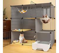 Capsule Spatiale Cage de Chat, chenils de Chat, Enceinte de Cage Chat Semi-fermée avec bac à litière, Plate-Forme épaissie, Solide et Robuste (B-105X45X105CM) YYuan