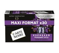 CAPSULES ALU ESPRESSO PUISSANT N°11 X30 - 165G, CARTE NOIRE, LOT DE 2