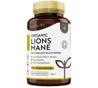 Capsules Bio de Champignon Lions Mane avec ajout de Poivre Noir Bio - 120 Capsules Végan - Supplément Yamabushitake - Sans Liants Synthétiques ni Charges - Nutravita