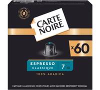 Carte Noire, Espresso Classic Capsules en aluminium compatibles Nespresso, 1 paquet de 60 dosettes de café, 100% arabica, notes d'agrumes et de chocolat, intensité 7/10, corps rond et bien équilibré