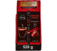 Capsules de Café Espresso Forte Intensité 9, Compatibles Machines à Café, Maxi Pack 100 Capsules en Aluminium, 520 g