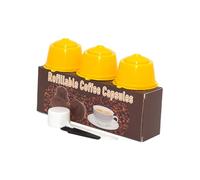Capsules de café filtre réutilisable y compris nettoyage des pinceaux et des cuillères. Couleur en option pour les amateurs de café. Lot de 3
