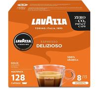 LAVAZZA - A Modo Mio Espresso Delizioso, 128 Capsules de Café, pour un Espresso aux Notes Aromatiques de Fleurs, 100% Arabica, Intensité 8/13, Torréfaction Moyenne, 8 Paquets de 16 Capsules