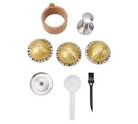 Capsules de café réutilisables 80ml, 150ml et 230ml avec tamper, support en bois et accessoires - Ensemble complet pour espresso, latte et americano, compatible VERTUOLIN