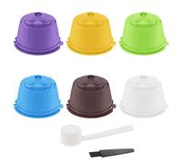 Capsules de Café Réutilisables Compatibles avec Nescafé Dolce Gusto, Lot de 6 en Couleurs, avec Brosse de Nettoyage et Cuillère Doseuse