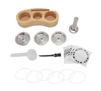 Capsules de Café Réutilisables en Acier Inoxydable 3 pcs 230ml avec Tasseur Cuillère Brosse Support en Bois et Stickers - Écologiques et Économiques pour Machine à Café