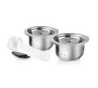 Capsules de café réutilisables en acier inoxydable : capsules filtrantes rechargeables avec couvercle en silicone, cuillère et brosse de nettoyage, solution écologique pour un usage quotidien (2