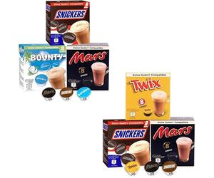 Capsules de chocolat chaud compatibles avec Dolce Gusto - Variété Mars - Bounty, Snickers, Mars, Twix - 48 capsules