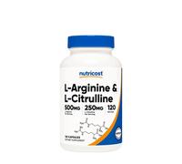 Capsules de complexe L-Arginine L-Citrulline Nutricost (120 capsules)