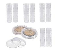 Capsules de monnaie 100pcs 0, 79 pouce Clear Round Coin Case Holder Storage Conteneur Collection Boîte