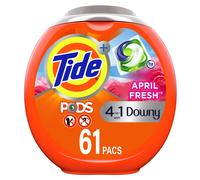 Capsules de savon pour lessive Tide PODS Plus Downy 4 en 1 HE Turbo, parfum frais d'avril, 61 unit s - L'emballage peut varier
