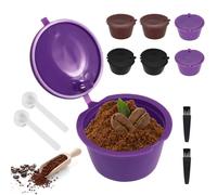 Capsules Filtres à Café, Capsules De Café Rechargeables Capsules Réutilisables Pour Cafetière, 6 Capsules Réutilisables Dolce gusto Avec 2 Cuillères En Plastique Et 2 Brosses