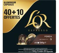 Capsules L'OR Espresso FORZA x40 + 10 offertes