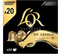 L'Or Espresso Café Or Absolu - Intensité 9 - 20 Capsules en Aluminium Compatibles avec les Machines Nespresso