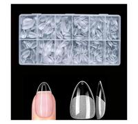Capsules Ongles Ongles courts en gel doux amande, 120 à 600 pièces | 12 tailles de clous à pression semi-mats à couverture complète for l'art d'extension(600Pcs)