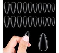 Capsules pour ongles forme amande transparentes, couvrance intégrale, 500 pièces, 10 tailles, extension gel et nail art DIY