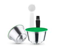 Capsules rechargeables Filtres à dosettes de café réutilisables compatibles avec les brasseurs Dolce Gusto avec cuillère et brosse (2 Capsules)