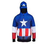 Captain America - Costume Classique sublimé Sweat à Capuche zippé - Blanc - Medium