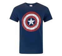 Captain America Distressed Shield T Shirt Super Héros - Bouclier (Bleu Marine) - Medium