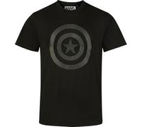 CAPTAIN AMERICA Logo Bouclier Homme T-Shirt Manches Courtes Noir S 100% Coton Regular/Coupe Standard
