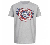 Marvel Captain America déchiré T-Shirt, Gris, 7-8 Ans Garçon