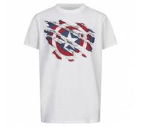 Marvel Captain America déchiré T-Shirt, Blanc, 9-10 Ans Garçon