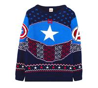 Captain America Marvel Pull de Noël Bouclier Pull tricoté Bleu/Rouge