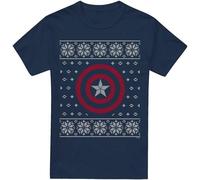 Captain America - T-shirt pour homme TV4159 (M) (Bleu marine)