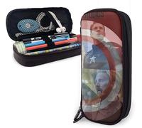 Captain America Trousse À Crayons En Cuir Trousse À Crayons Sac De Papeterie Bureau Boîte De Rangement Portable Boîte À Cosmétiques Dossier