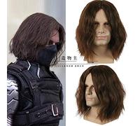 Captain America Winter Soldier Wig Bucky Brown Wavy Wig Comic Cosplay Wig costume with hair net