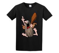 Captain Caveman Port Fashion Cartoon Print Unisex 100% Cotton Short-Sleeve T-Shirts Black XXL