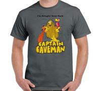 Captain Caveman Retro Animated 80S TV Show Mens T-Shirt Unisex Dark Grey Top Tee 3XL
