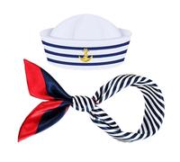 Captain Hat - Navy Marine Sailor Costume | Sailor Ship Cap with Scarf | Exquisite Marine Style Caps Fun for Theatrical Performances